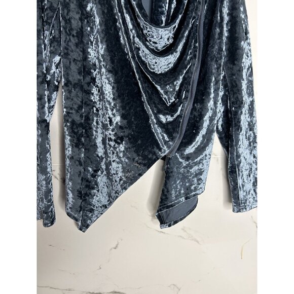 Blank NYC Jacket Blazer Crushed Velvet Asymmetrical Draped Zipper Moto Edgy Sz L - Picture 4 of 11